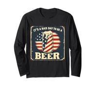 Its A Bad Day To Be A Beer 4th Of July Funny Beer Flag Retro Manga Larga