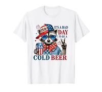 It's A Bad Day To Be A Cold Beer Feral US Flag 4th Of July Camiseta