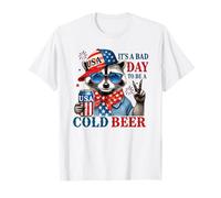 It's a Bad Day to Be a Cold Beer Vintage Flag Raccoon Camiseta
