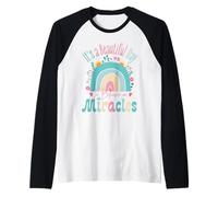 It's a Beautiful Day to Believe in Miracles Inspirational Camiseta Manga Raglan