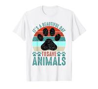Its A Beautiful Day To Save Animals Rescate de Animales Camiseta gráfica económica, Hombre, Blanco, M