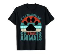 Its A Beautiful Day To Save Animals Rescate de Animales Camiseta gráfica económica, Hombre, Negro, M