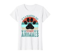 Its A Beautiful Day To Save Animals Rescate de Animales Camiseta gráfica económica, Mujer, Blanco, M