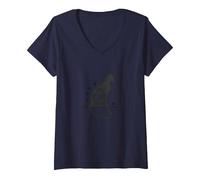 It's A Cat Thing - Arte de Silueta de Amante felino Camiseta Cuello V, Mujer, Azul Marino, S