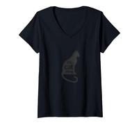 It's A Cat Thing - Arte de Silueta de Amante felino Camiseta Cuello V, Mujer, Negro, M