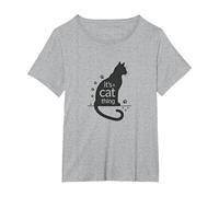 It's A Cat Thing - Arte de Silueta de Amante felino Camiseta, Mujer Tallas Grandes, Gris Jaspeado, 2XL Grande