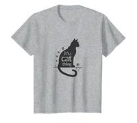 It's A Cat Thing - Arte de Silueta de Amante felino Camiseta, Niños, Gris Jaspeado, 10 años