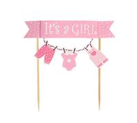 It's a Girl Pink New Born Baby Cake Topper Baby Cloth Cake Topper Flag Cupcake Topper for Girl Birthday Party Decoration Baby Shower Favors