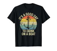 It's A Good Day To Drink On A Boat Camiseta gráfica económica, Hombre, Negro, M