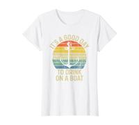 It's A Good Day To Drink On A Boat Camiseta gráfica económica, Mujer, Blanco, S