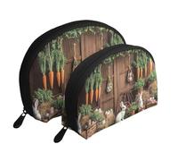 It's A Rabbit and A Carrot - Bolsas de maquillaje impresas de 2 piezas portátil con diseño de concha, White, Talla única