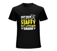 It's A Staffy Not A Freakin Shark Staffy Dog Men's T-Shirt Unisex Black Cotton Hip Hop Print tee Shirts XXL