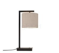 It's about RoMi Boston, lámpara de sobremesa, pantalla lino claro/base negra