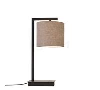 It's about RoMi Boston, lámpara de sobremesa, pantalla lino oscuro/base negra