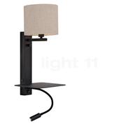 It's about RoMi Florence, lámpara de pared, pantalla lino claro/cuerpo negro - con luz de lectura