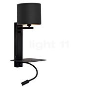 It's about RoMi Florence, lámpara de pared, pantalla lino negro/cuerpo negro - con luz de lectura