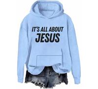 It's All About Jesus Sudadera de derechos humanos, sudadera con capucha para hombre y mujer, Azul cielo-h, L