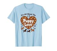 It's All About The Puppy Love - Adorable Amante de los Perros Camiseta, Hombre, Azul Bebé, M