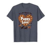 It's All About The Puppy Love - Adorable Amante de los Perros Camiseta, Hombre, Azul Jaspeado, 3XL