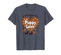 It's All About The Puppy Love - Adorable Amante de los Perros Camiseta, Hombre, Azul Jaspeado, M