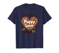 It's All About The Puppy Love - Adorable Amante de los Perros Camiseta, Hombre, Azul Marino, S