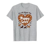 It's All About The Puppy Love - Adorable Amante de los Perros Camiseta, Hombre, Gris Jaspeado, M