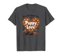 It's All About The Puppy Love - Adorable Amante de los Perros Camiseta, Hombre, Jaspeado Oscuro, M