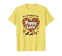 It's All About The Puppy Love - Adorable Amante de los Perros Camiseta, Hombre, Limón, M