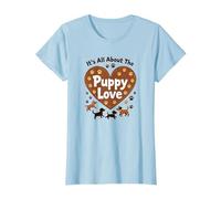 It's All About The Puppy Love - Adorable Amante de los Perros Camiseta, Mujer, Azul Bebé, M