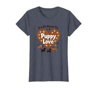 It's All About The Puppy Love - Adorable Amante de los Perros Camiseta, Mujer, Azul Jaspeado, XXL