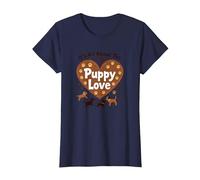 It's All About The Puppy Love - Adorable Amante de los Perros Camiseta, Mujer, Azul Marino, L