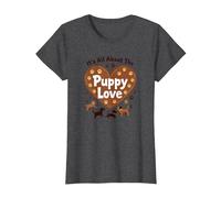 It's All About The Puppy Love - Adorable Amante de los Perros Camiseta, Mujer, Jaspeado Oscuro, S