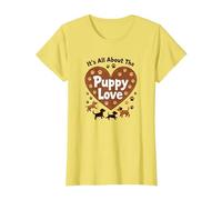 It's All About The Puppy Love - Adorable Amante de los Perros Camiseta, Mujer, Limón, 3XL