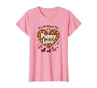 It's All About The Puppy Love - Adorable Amante de los Perros Camiseta, Mujer, Rosado, M