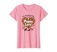 It's All About The Puppy Love - Adorable Amante de los Perros Camiseta, Mujer, Rosado, XS