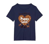 It's All About The Puppy Love - Adorable Amante de los Perros Camiseta, Mujer Tallas Grandes, Azul Marino, 1XL Grande