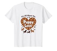 It's All About The Puppy Love - Adorable Amante de los Perros Camiseta, Niños, Blanco, 10 años
