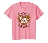It's All About The Puppy Love - Adorable Amante de los Perros Camiseta, Niños, Rosado, 8 años