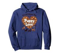 It's All About The Puppy Love - Adorable Amante de los Perros Sudadera con Capucha, Unisex para Adultos, Azul Marino, XL