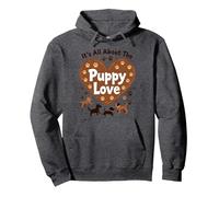 It's All About The Puppy Love - Adorable Amante de los Perros Sudadera con Capucha, Unisex para Adultos, Jaspeado Oscuro, M