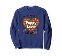 It's All About The Puppy Love - Adorable Amante de los Perros Sudadera, Unisex para Adultos, Azul Marino, L