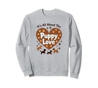 It's All About The Puppy Love - Adorable Amante de los Perros Sudadera, Unisex para Adultos, Gris Jaspeado, M