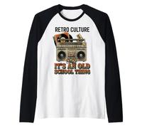 It's An Old School Thing Retro Boombox y Vinilo Camiseta Manga Raglan