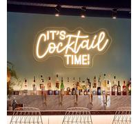 It's Cocktail Time - Letrero de neón regulable con luz LED de neón alimentado por USB, para decoración de pared, cerveza, bar, pub, hombre, cueva, fiesta, decoración artística (blanco cálido)