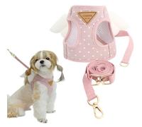Its Dog & Kangachi - Arnés Angel con Correa, Arnés con Dibujitos, Arnes para Perros, Arnes para Vestir Moderno y Elegante, Ajuste Ergonómico, Perros Pequeños y Medianos, Made in Korea, Rosa, Talla L