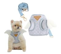 Its Dog & Kangachi - Arnés Angel con Correa, Arnés con Dibujitos, Arnes para Perros, Arnes para Vestir Moderno y Elegante, Ajuste Ergonómico, Perros Pequeños y Medianos, Made in Korea, Azul, Talla M