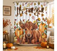 It's Fall Y'all - Cortinas de ducha con ganchos, 36 pulgadas de ancho x 72 pulgadas de largo, juego de cortina de ducha repelente al agua, lavable a máquina, cortinas de ducha para baño, hotel