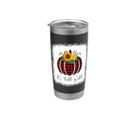It's Fall Y'all Halloween Blanqueado Calabaza Roja Buffalo Plaid Vaso térmico de acero inoxidable de doble pared