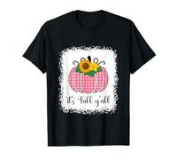 It's Fall Yall Halloween Blanqueado Rosa Calabaza Buffalo Plaid Camiseta gráfica económica