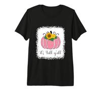 It's Fall Yall Halloween Blanqueado Rosa Calabaza Buffalo Plaid Camiseta Premium